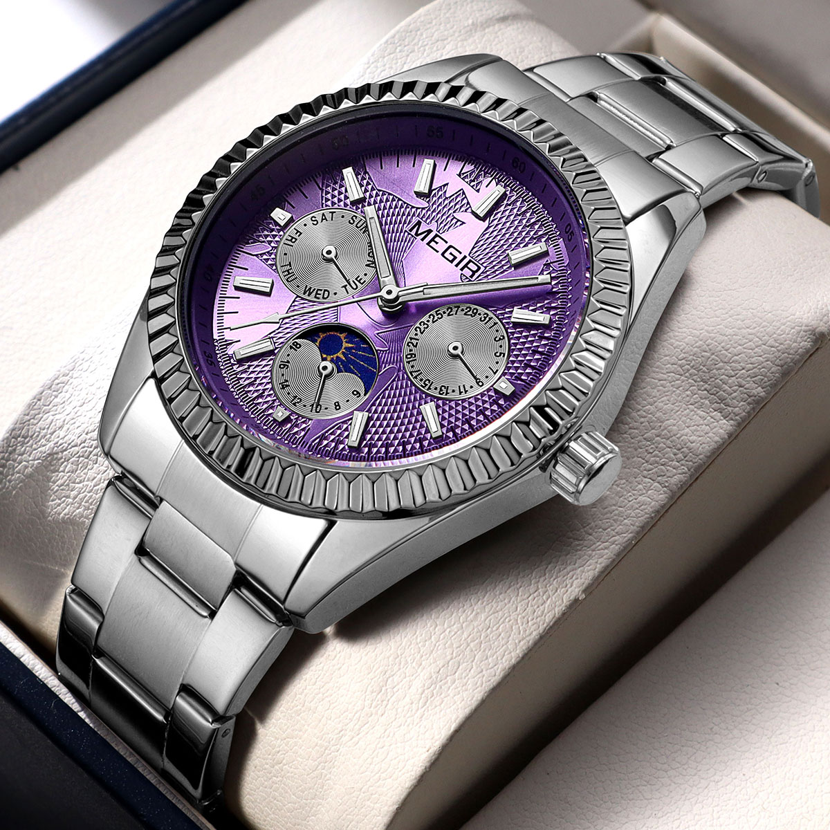 Luxury Watch Green Dial - Jam Tangan Kuarsa Pria MEGIR dengan