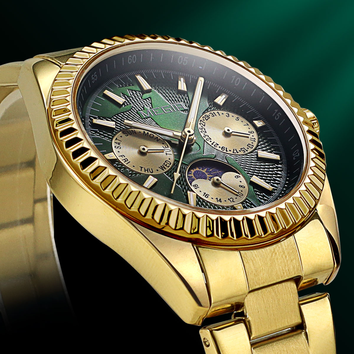 Jam Tangan Kuarsa Pria MEGIR d - Luxury Watch Green Dial ulasan dan harga