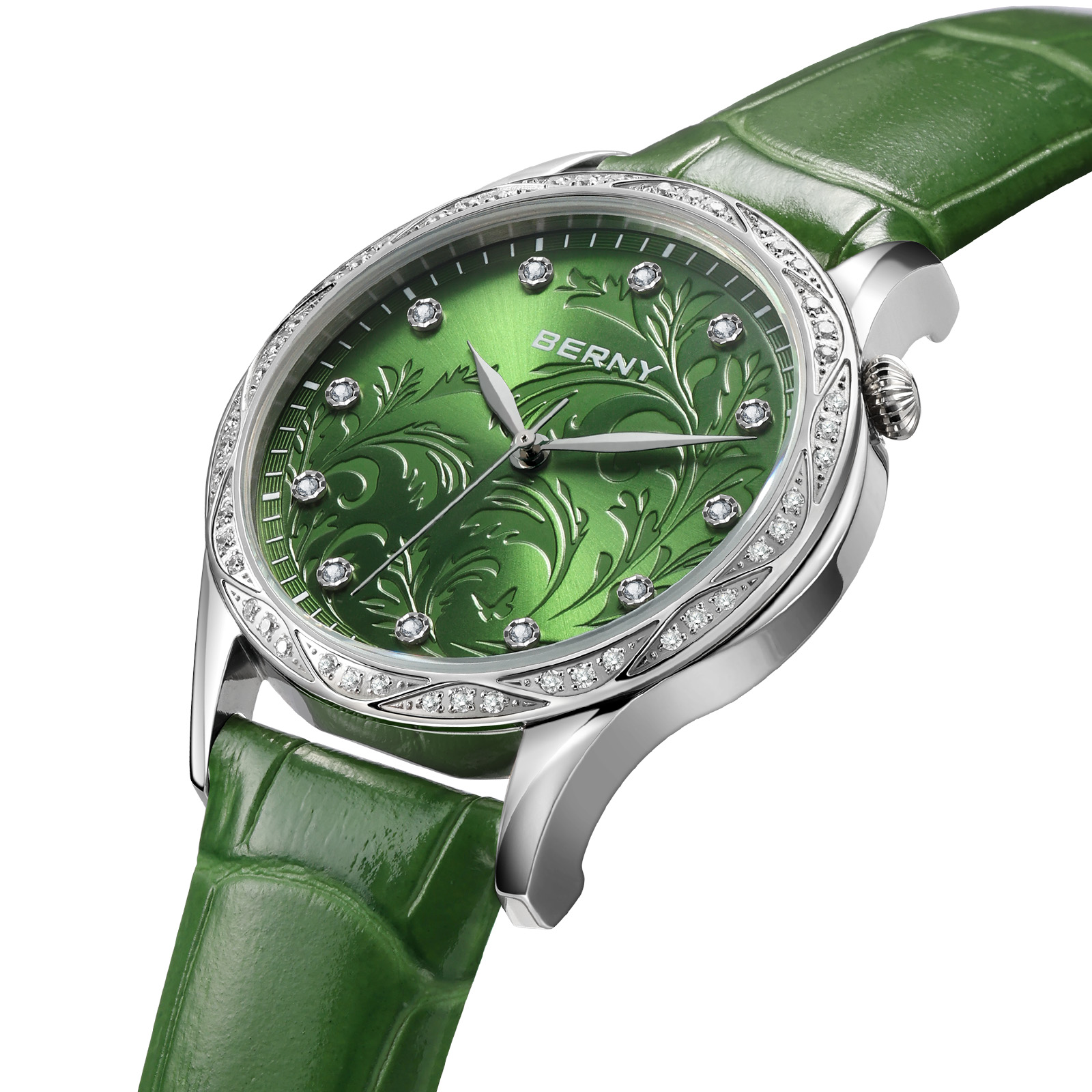 BERNY Jam Tangan Kuarsa Wanita - Luxury Watch Green Dial ulasan dan harga